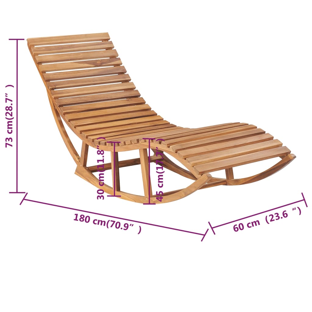 vidaXL Tumbona mecedora con cojín madera maciza de teca