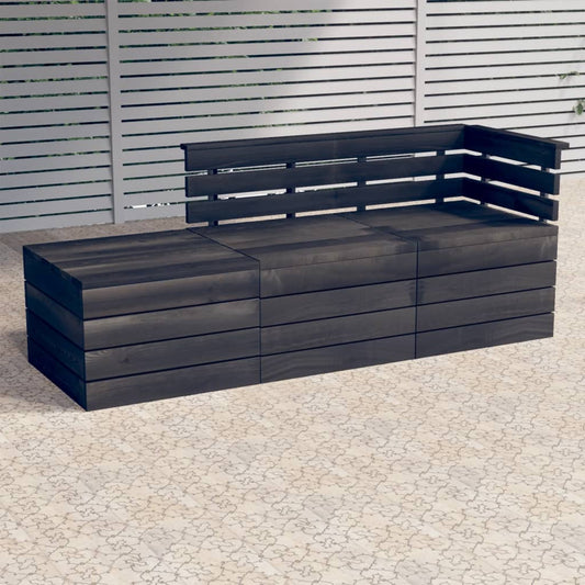 vidaXL Muebles palets de jardín 3 pzas madera maciza pino gris oscuro