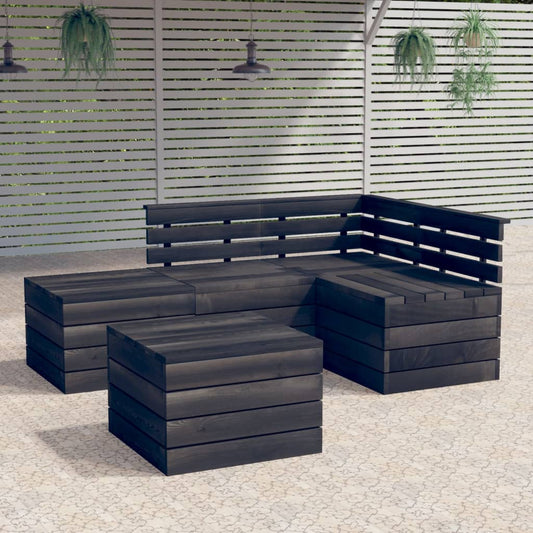 vidaXL Muebles de jardín palets 5 pzas madera maciza pino gris oscuro