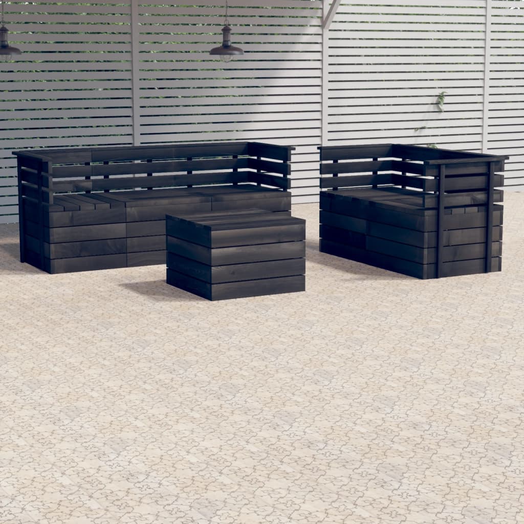 vidaXL Muebles palets de jardín 6 pzas madera maciza pino gris oscuro