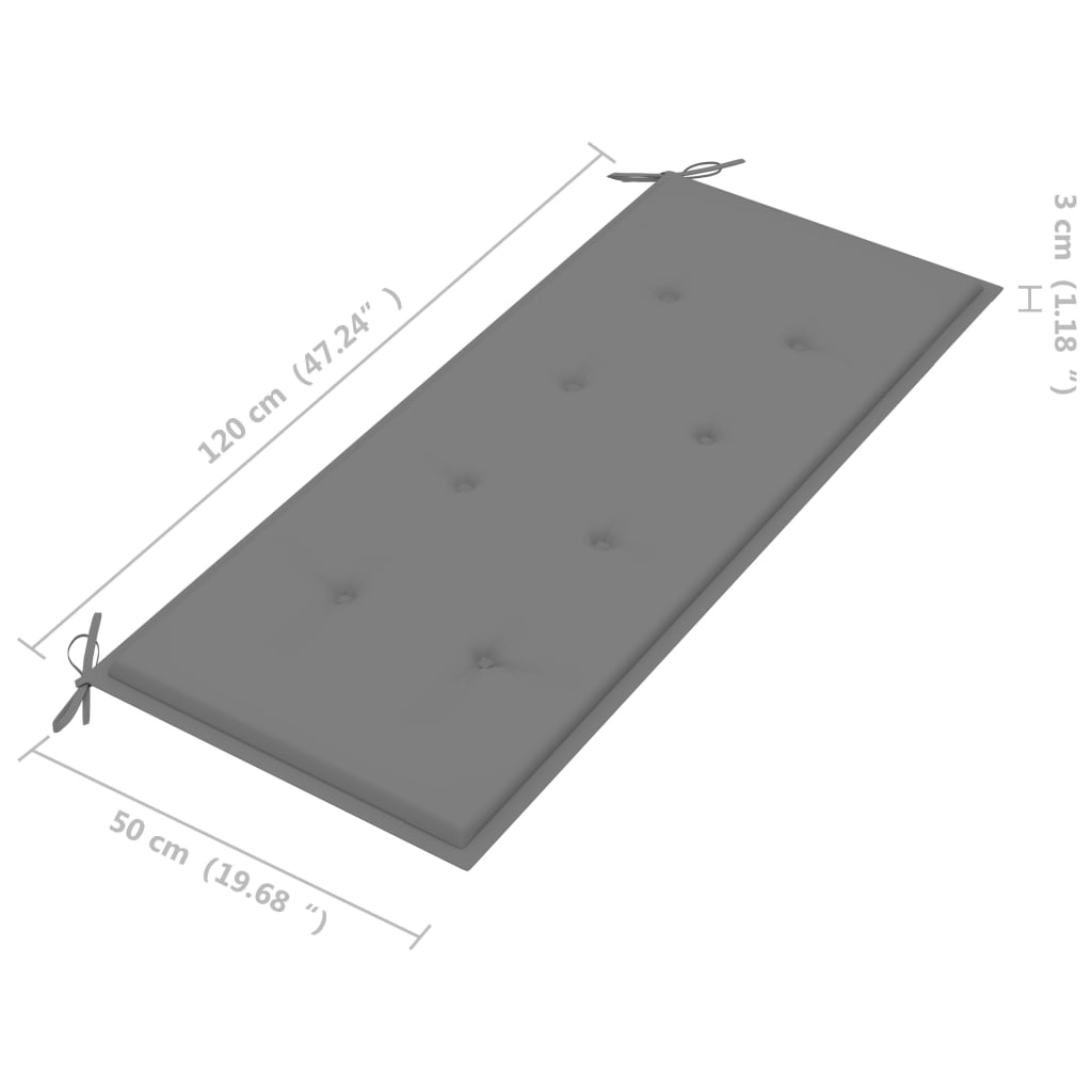 vidaXL Banco de jardín plegable con cojín bambú 118 cm