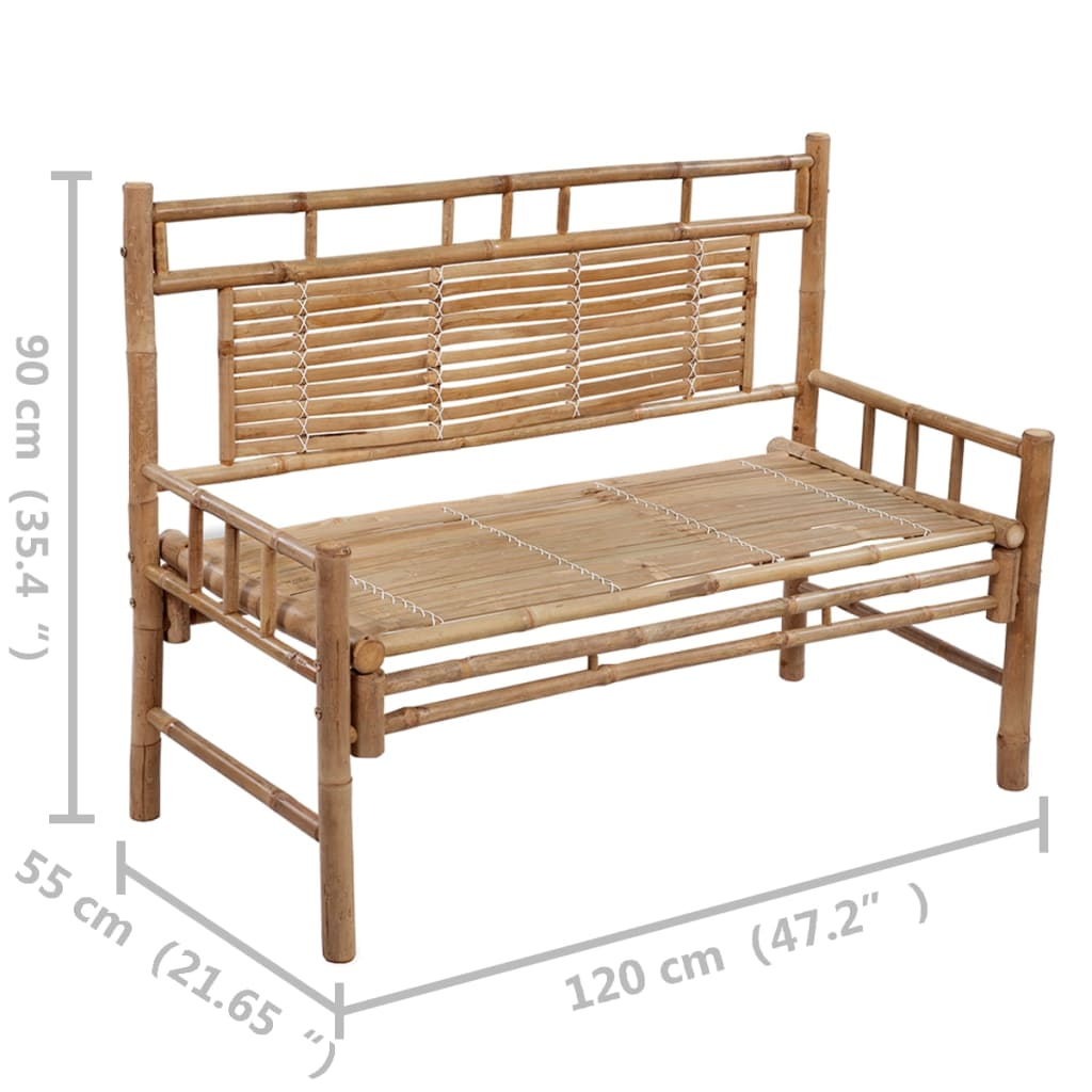 vidaXL Banco de jardín con cojín bambú 120 cm