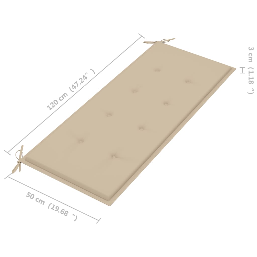 vidaXL Banco de jardín con cojín bambú 120 cm