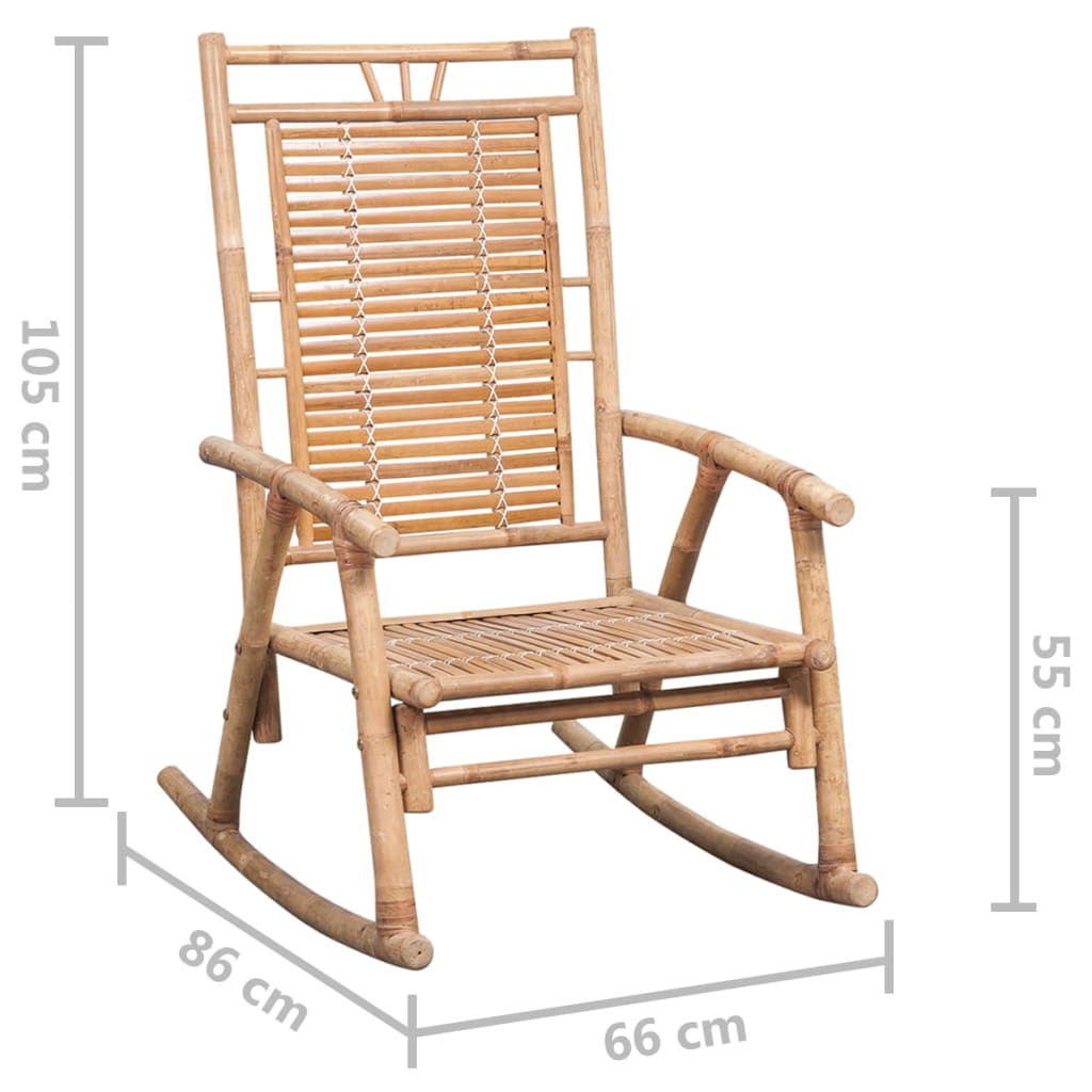 vidaXL Silla mecedora con cojín bambú