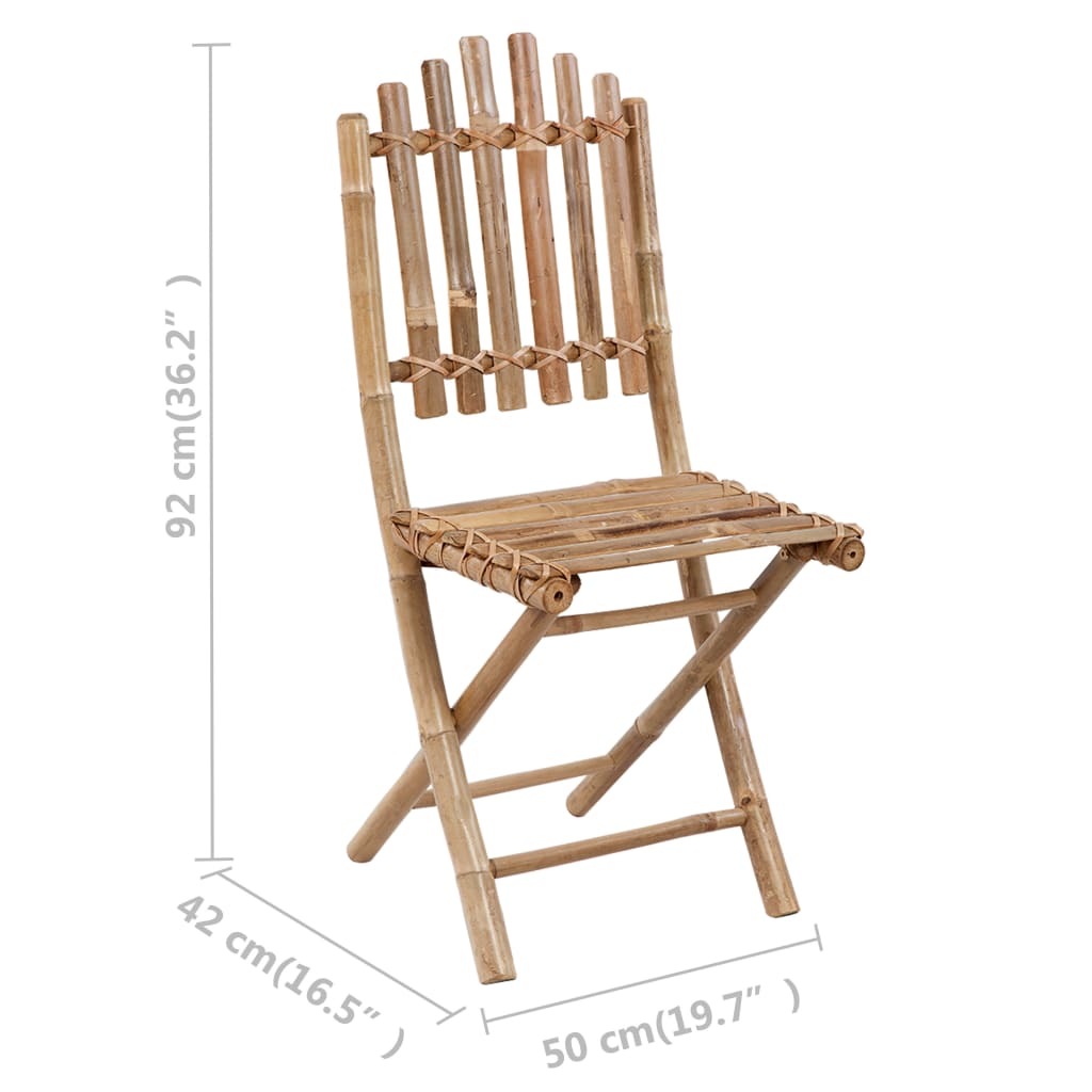 vidaXL Set de comedor de jardín plegable 5 piezas con cojines bambú