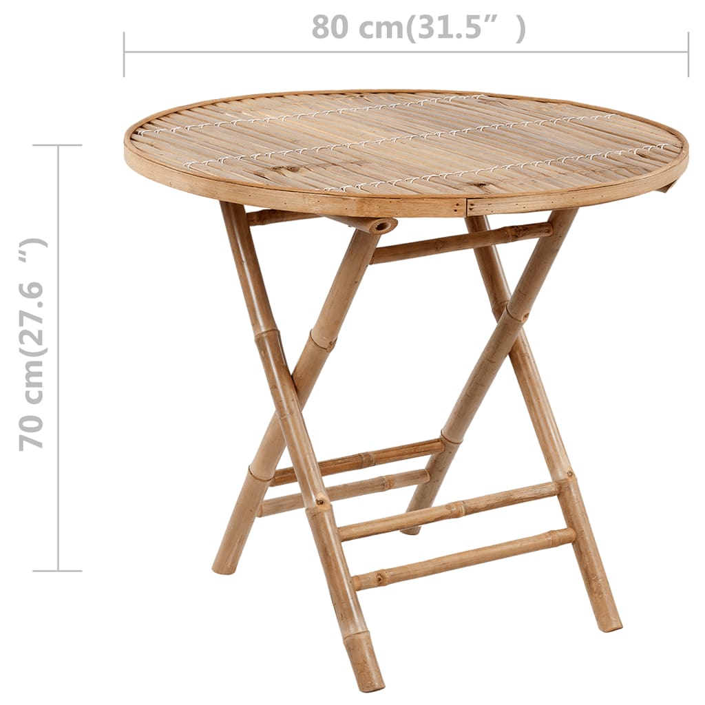 vidaXL Set de comedor de jardín plegable 5 piezas con cojines bambú