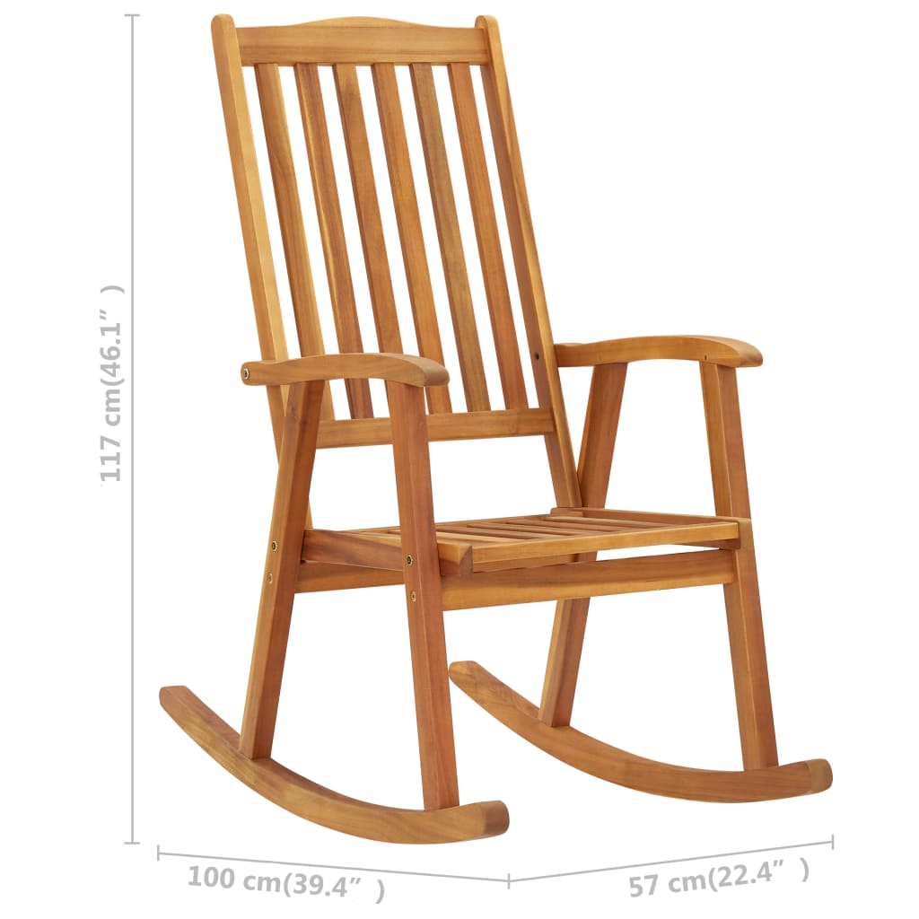 vidaXL Silla mecedora con cojines madera maciza de acacia