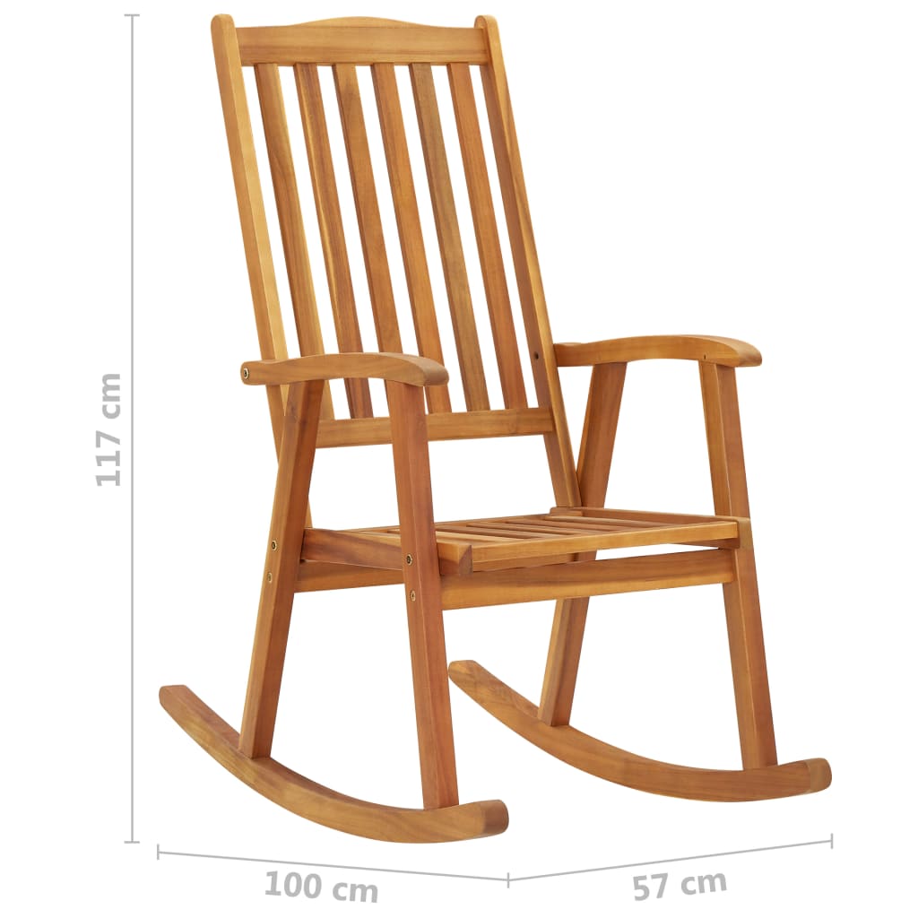 vidaXL Silla mecedora con cojines madera maciza de acacia