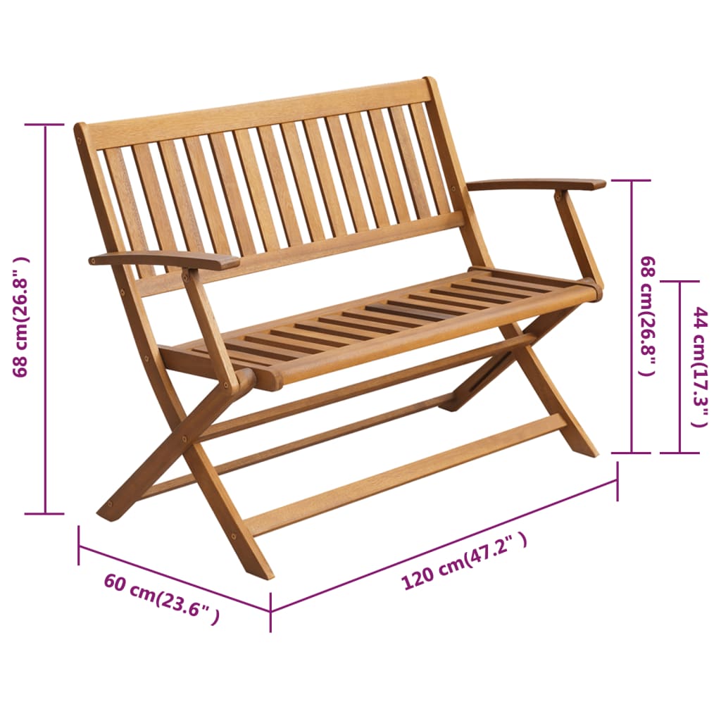 vidaXL Banco de jardín con cojín madera maciza de acacia 120 cm