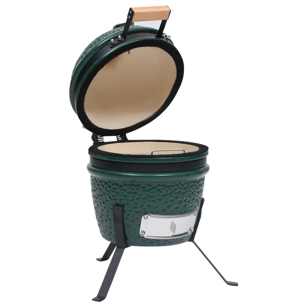 vidaXL Barbacoa 2 en 1 ahumadora Kamado de cerámica verde 56 cm