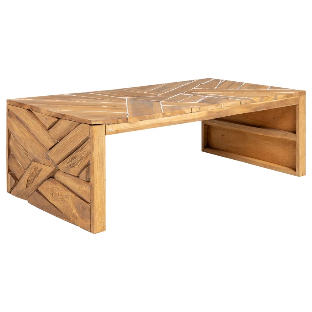 vidaXL Mesa de centro madera maciza de teca erosionada 110x35x38 cm