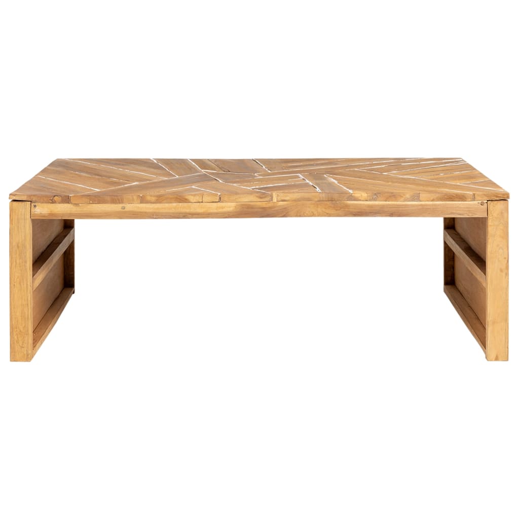 vidaXL Mesa de centro madera maciza de teca erosionada 110x35x38 cm