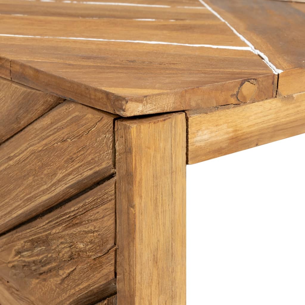 vidaXL Mesa de centro madera maciza de teca erosionada 110x35x38 cm