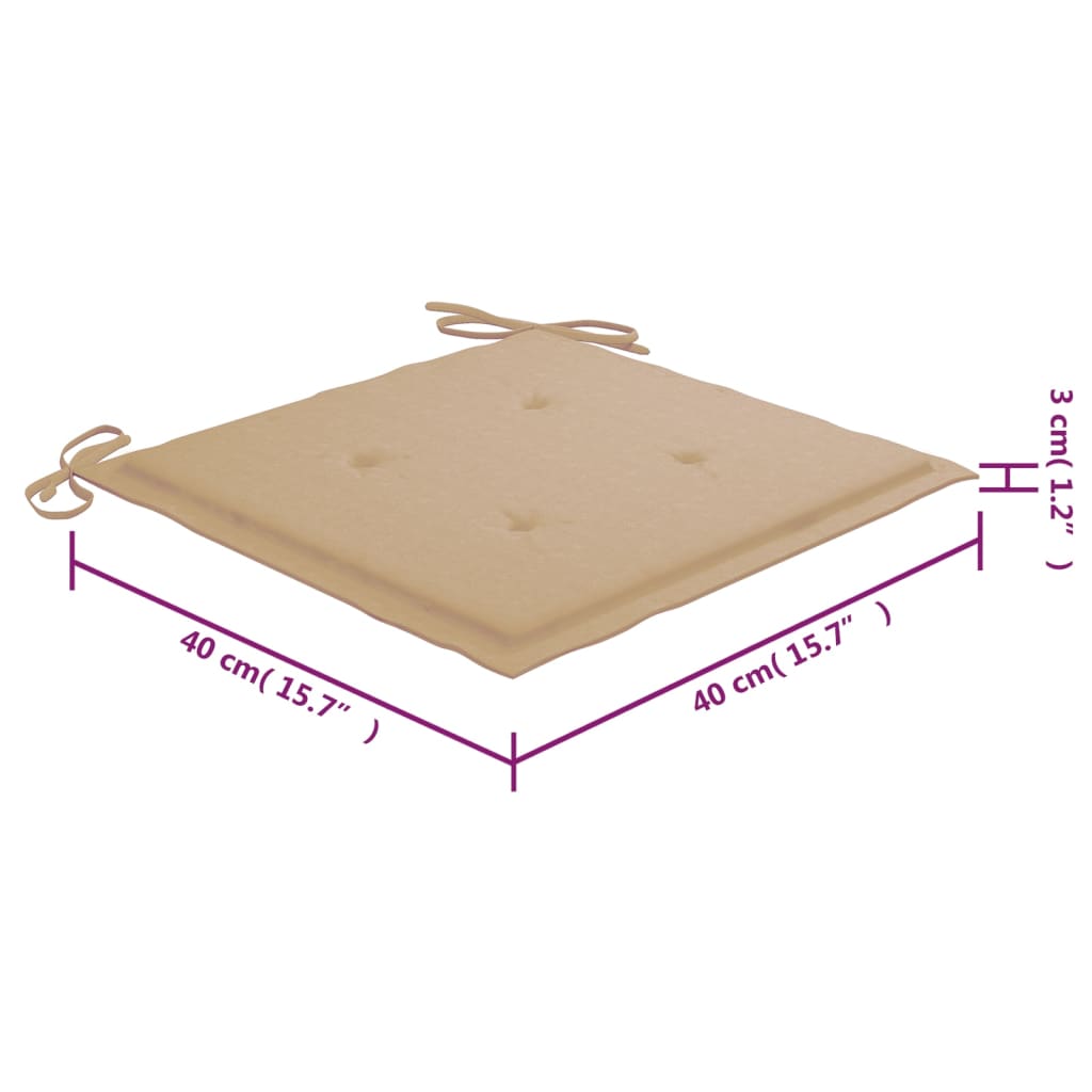 vidaXL Sillas de jardín plegables 6 uds cojines madera maciza acacia