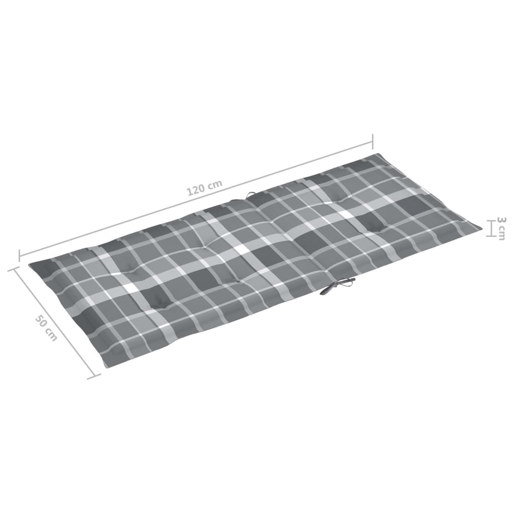 vidaXL Sillas de jardín 4 uds madera maciza teca cojines cuadros gris