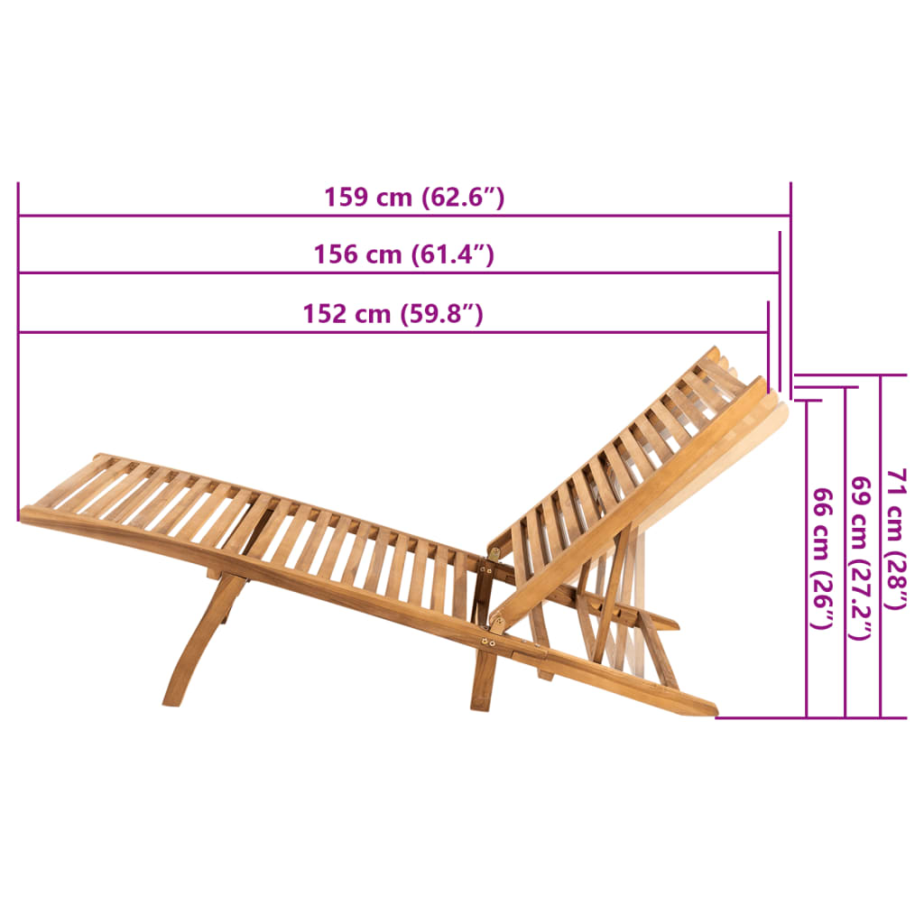 vidaXL Tumbona de madera maciza de teca