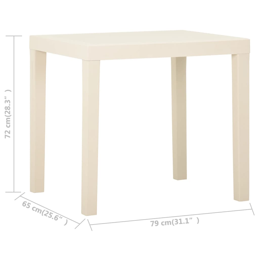 vidaXL Mesa de jardín de plástico blanca 79x65x72 cm