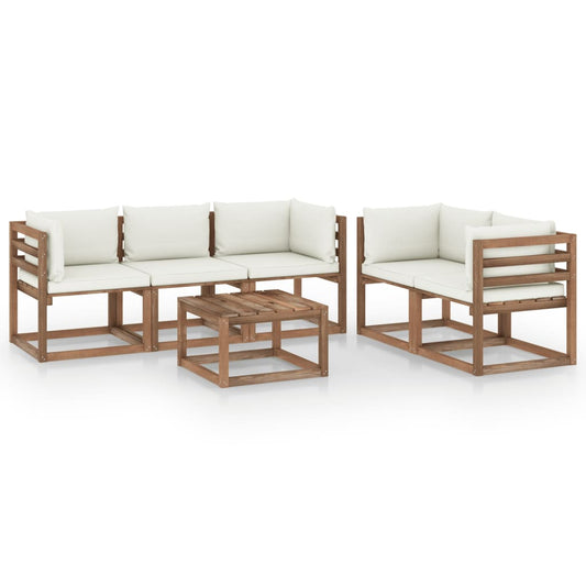 vidaXL Set de muebles de jardín 6 pzas con cojines crema