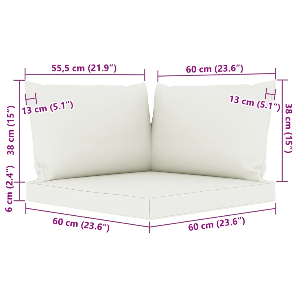 vidaXL Set de muebles de jardín 6 pzas con cojines crema