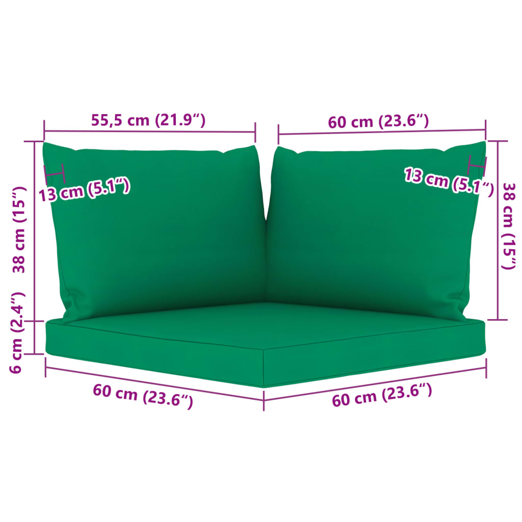 vidaXL Juego de muebles de jardín 6 piezas con cojines verdes