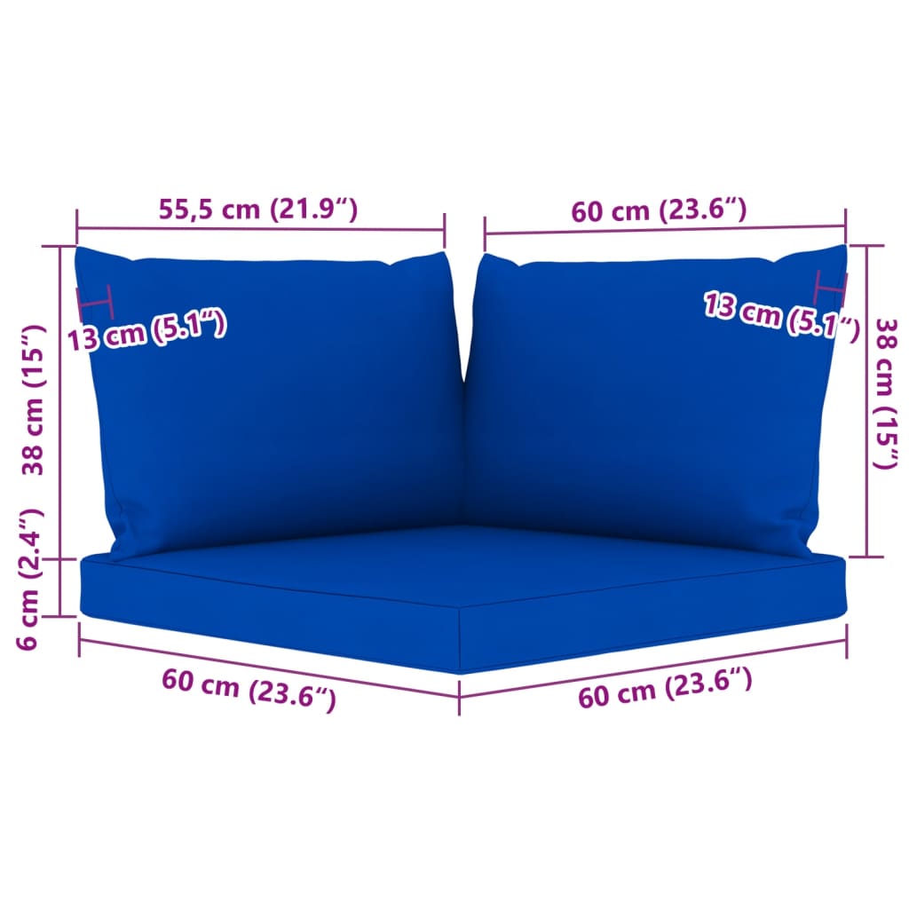 vidaXL Juego de muebles de jardín 6 piezas con cojines azules