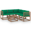 vidaXL Set de muebles de jardín 6 pzs madera impregnada cojines verde