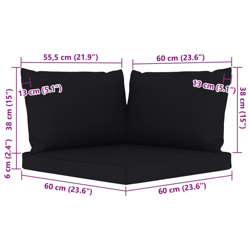 vidaXL Set de muebles de jardín 6 pzs madera impregnada cojines negros