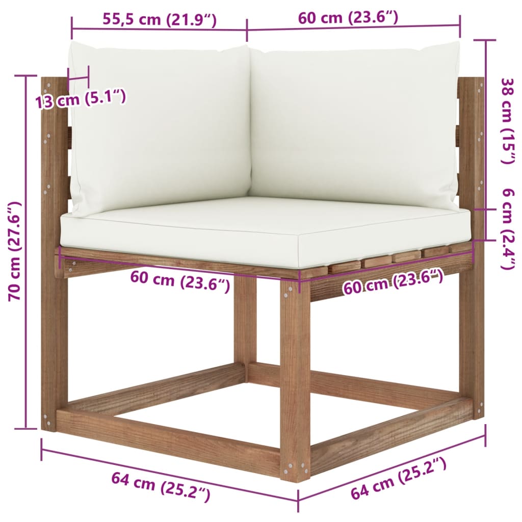 vidaXL Muebles de jardín de palets 6 pzs con cojines madera impregnada