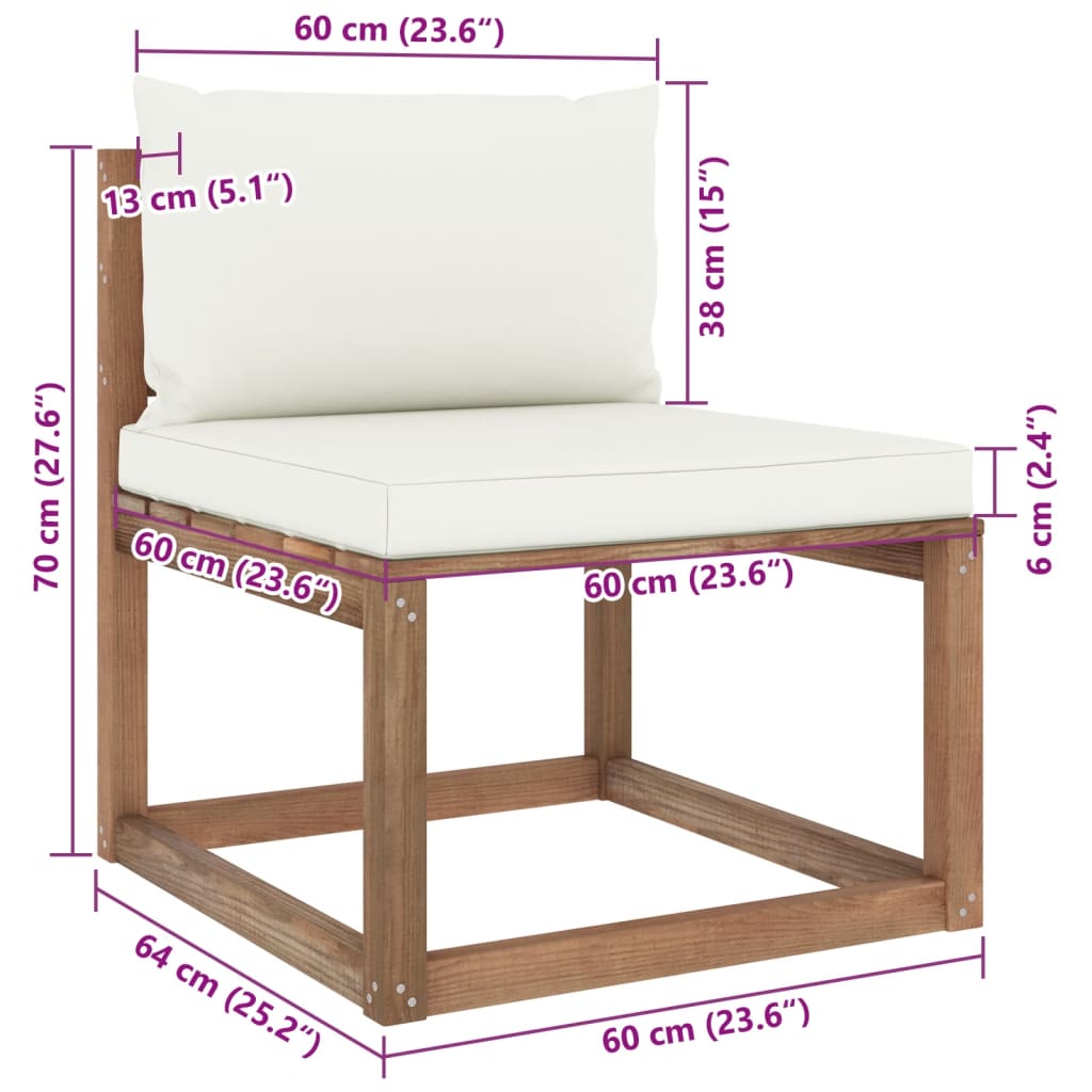 vidaXL Muebles de jardín de palets 6 pzs con cojines madera impregnada