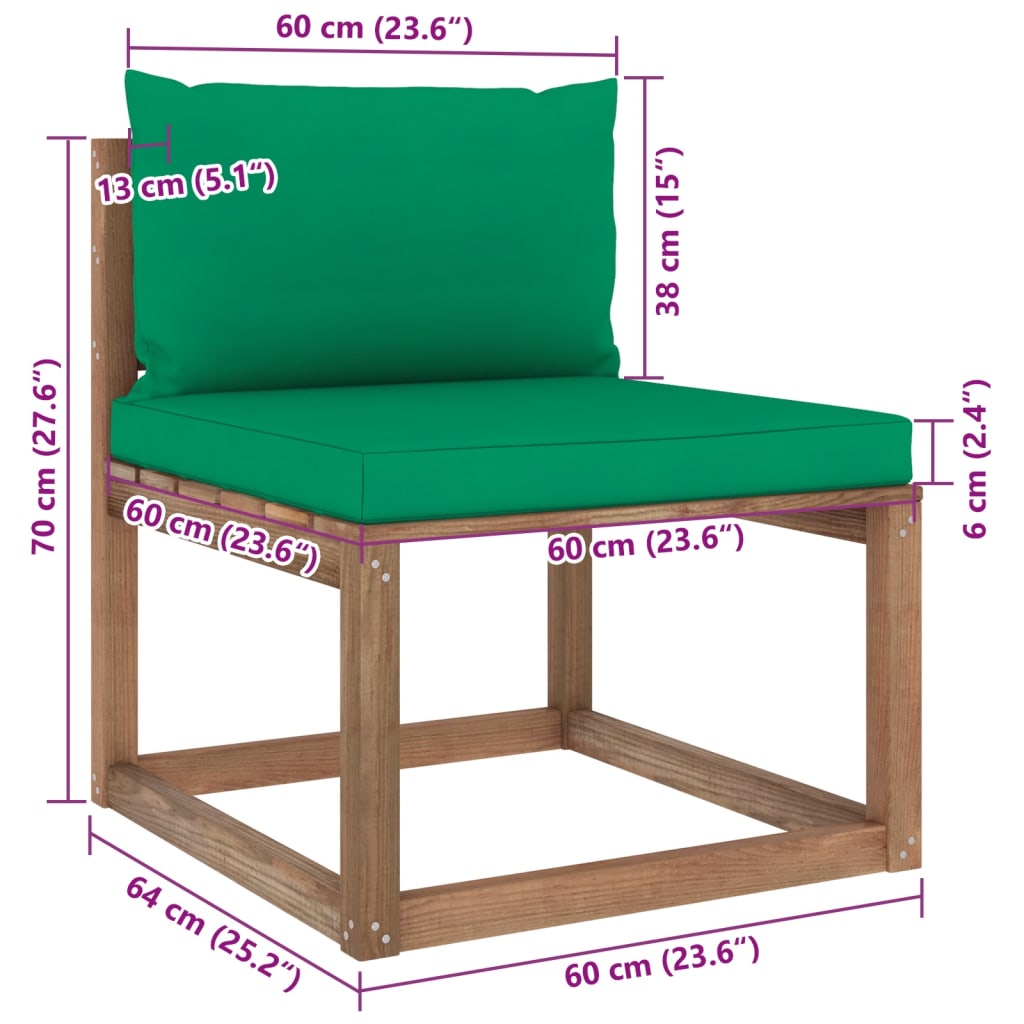 vidaXL Muebles de jardín de palets 6 pzs con cojines madera impregnada