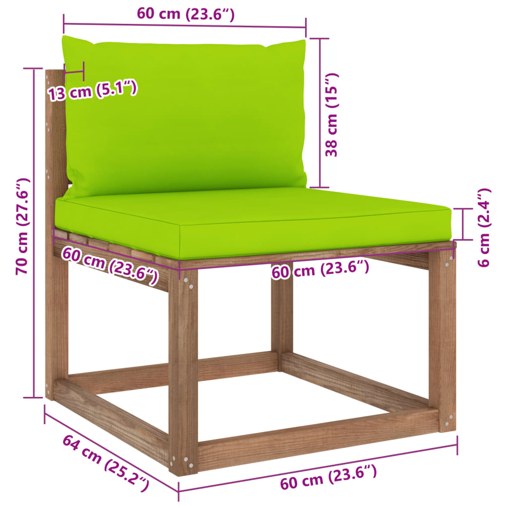 vidaXL Muebles de jardín de palets 6 pzs con cojines madera impregnada