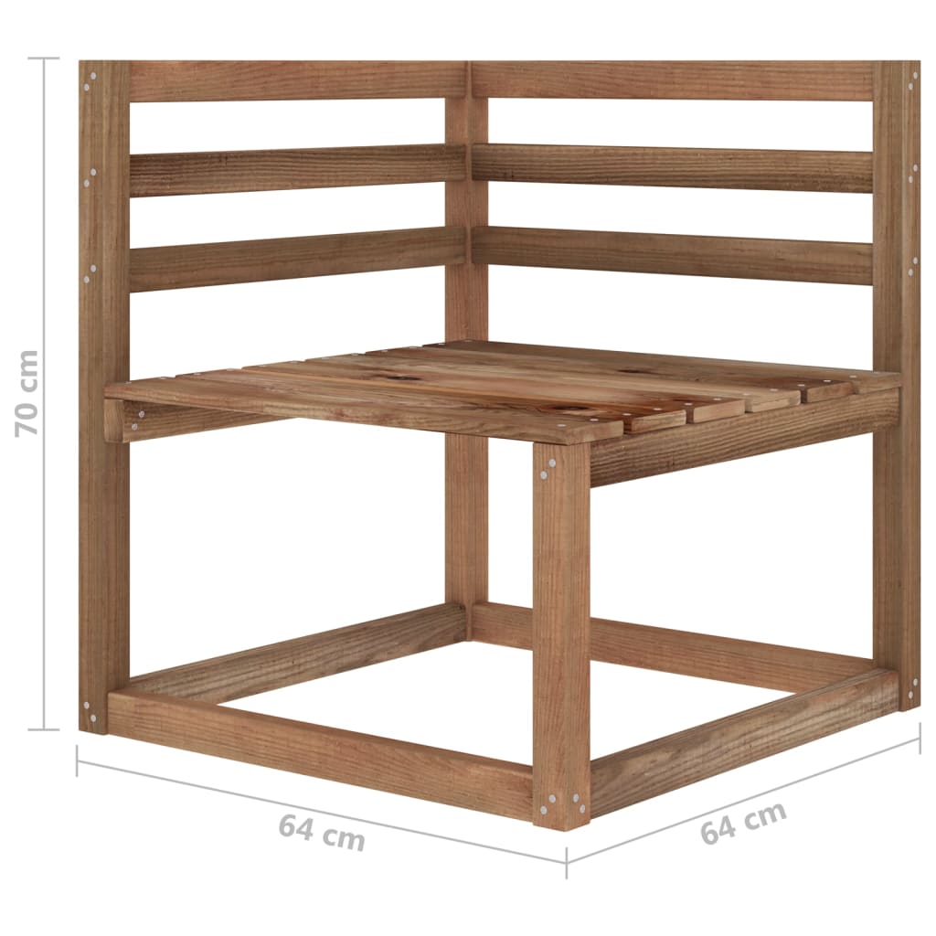 vidaXL Muebles de jardín 6 pzas cojines madera pino impregnada marrón