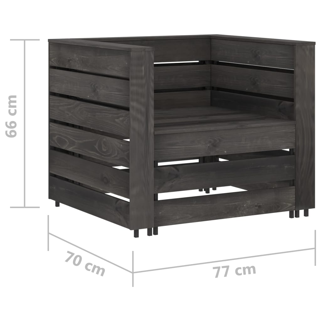 vidaXL Muebles de jardín palets 2 pzas madera de pino impregnada gris