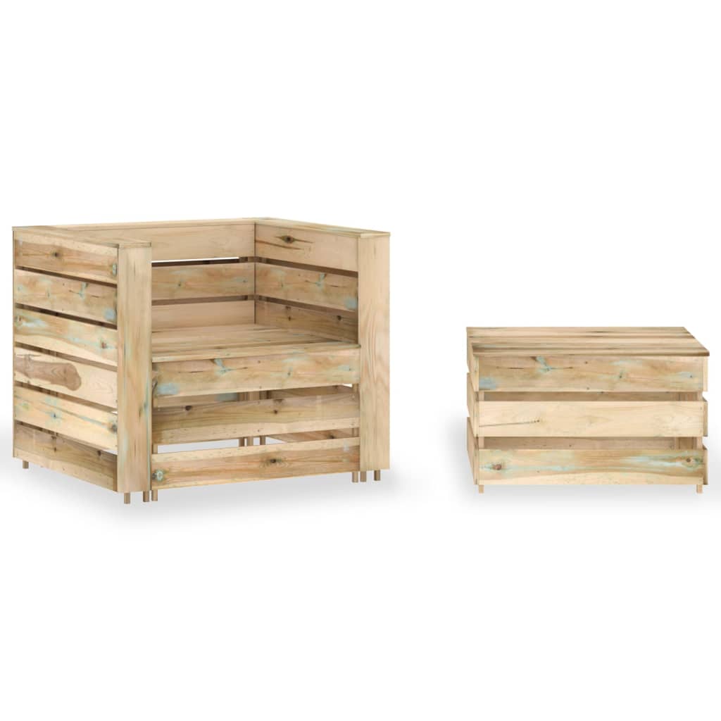 vidaXL Set de muebles de palés jardín 2 piezas madera pino impregnada