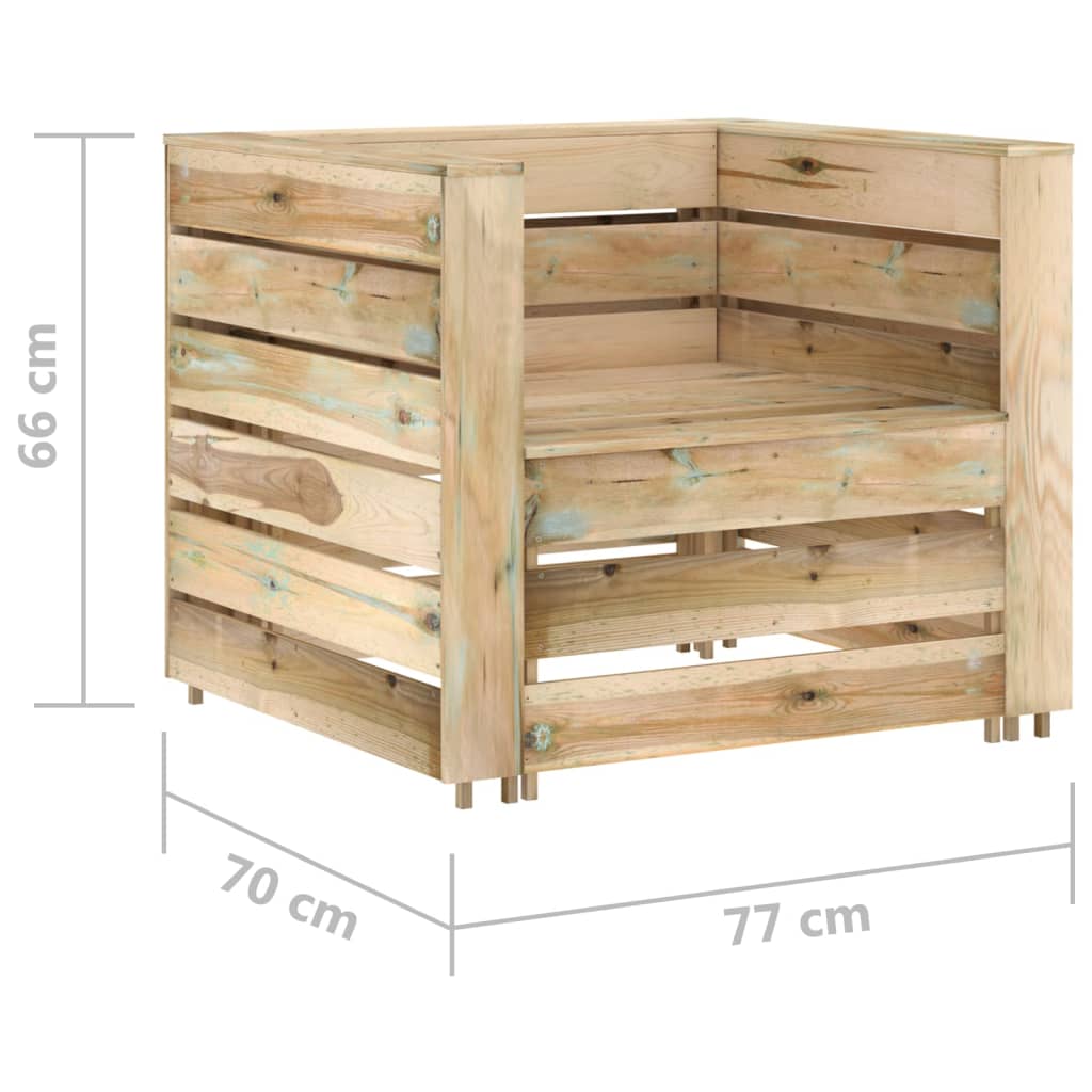 vidaXL Set de muebles de palés jardín 2 piezas madera pino impregnada