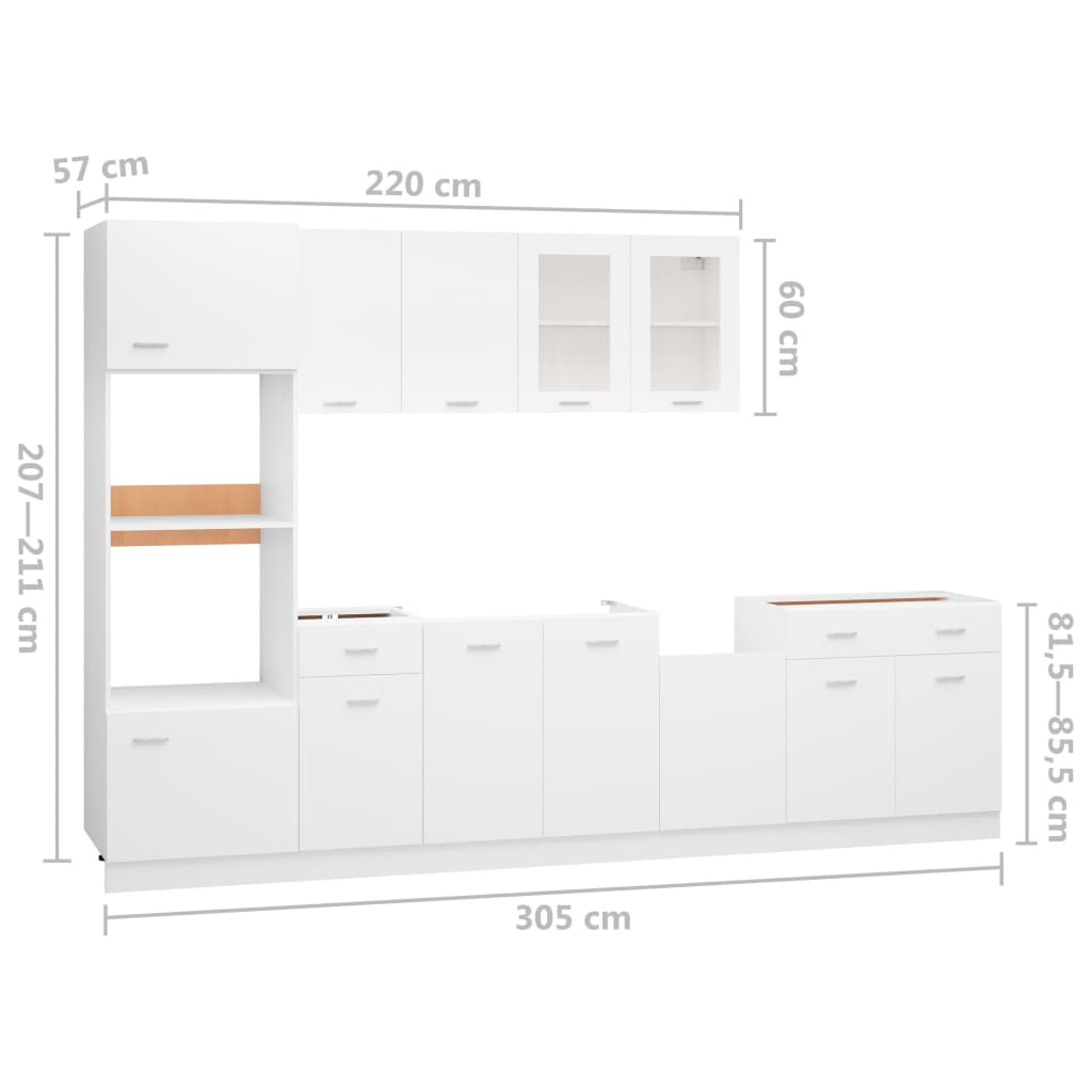 vidaXL Juego de muebles de cocina 7 piezas madera de ingeniería blanco