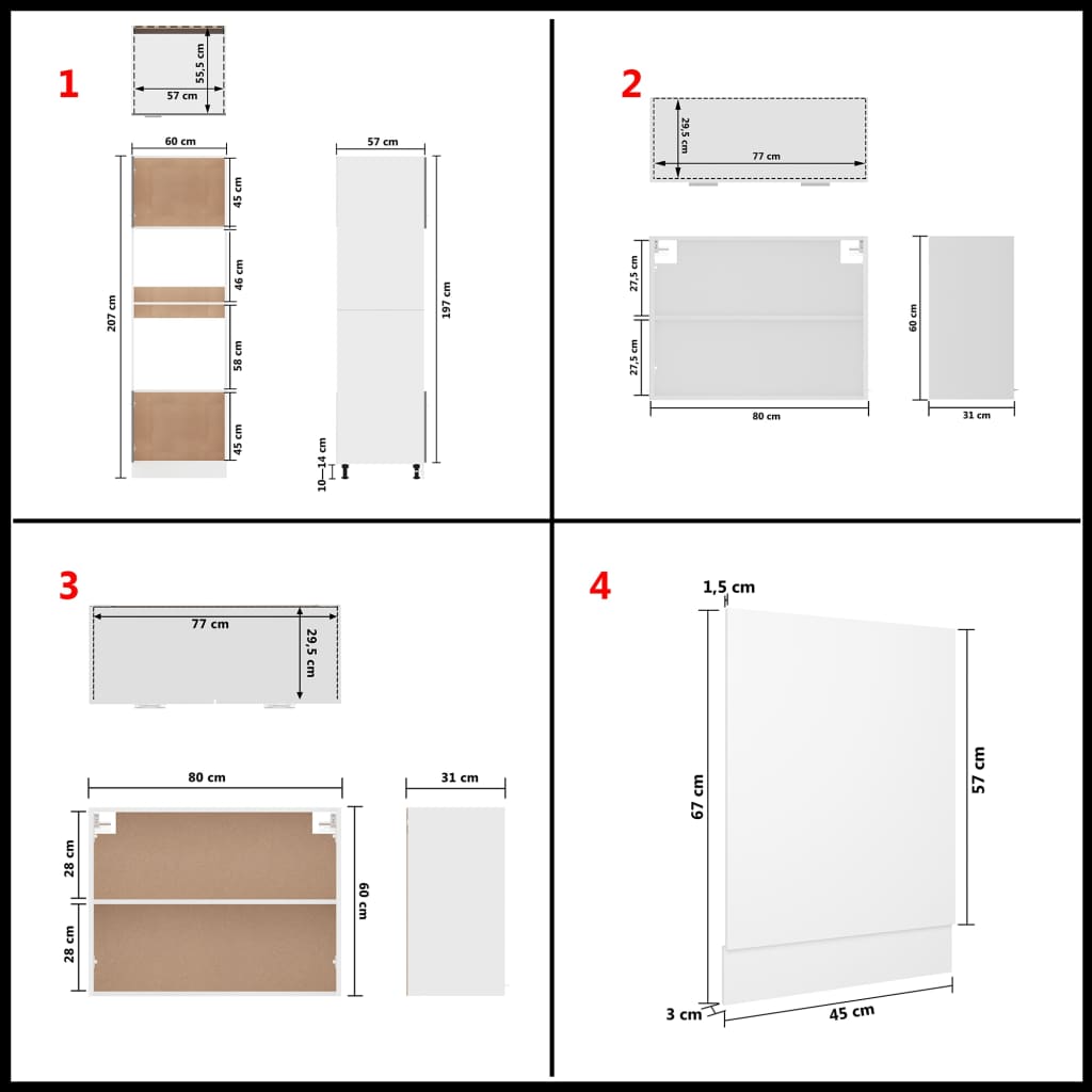 vidaXL Juego de muebles de cocina 7 piezas madera de ingeniería blanco