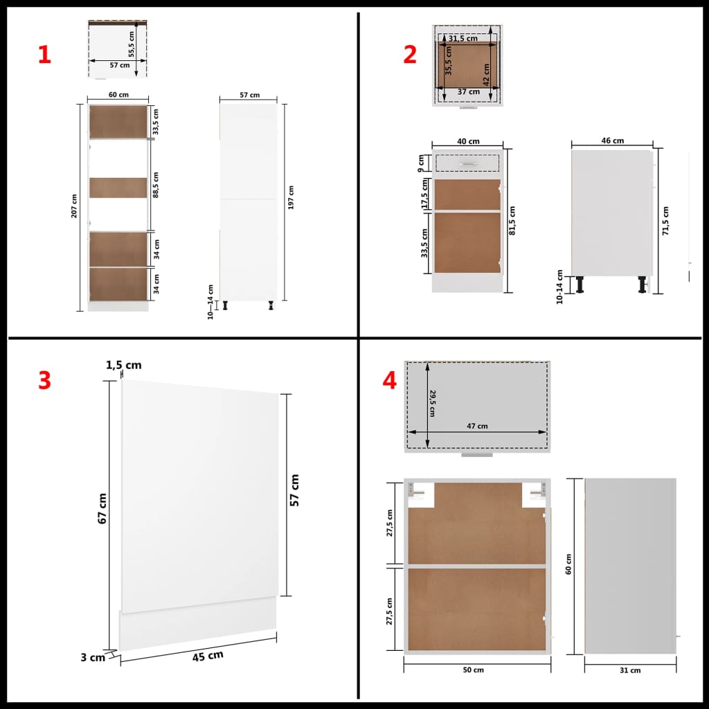 vidaXL Juego de muebles de cocina 7 piezas madera de ingeniería blanco