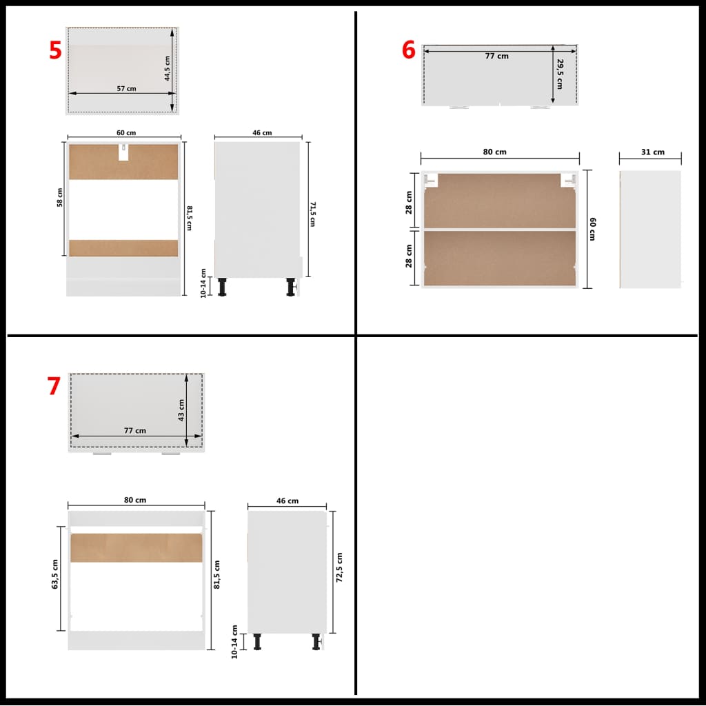 vidaXL Juego de muebles de cocina 7 piezas madera de ingeniería blanco