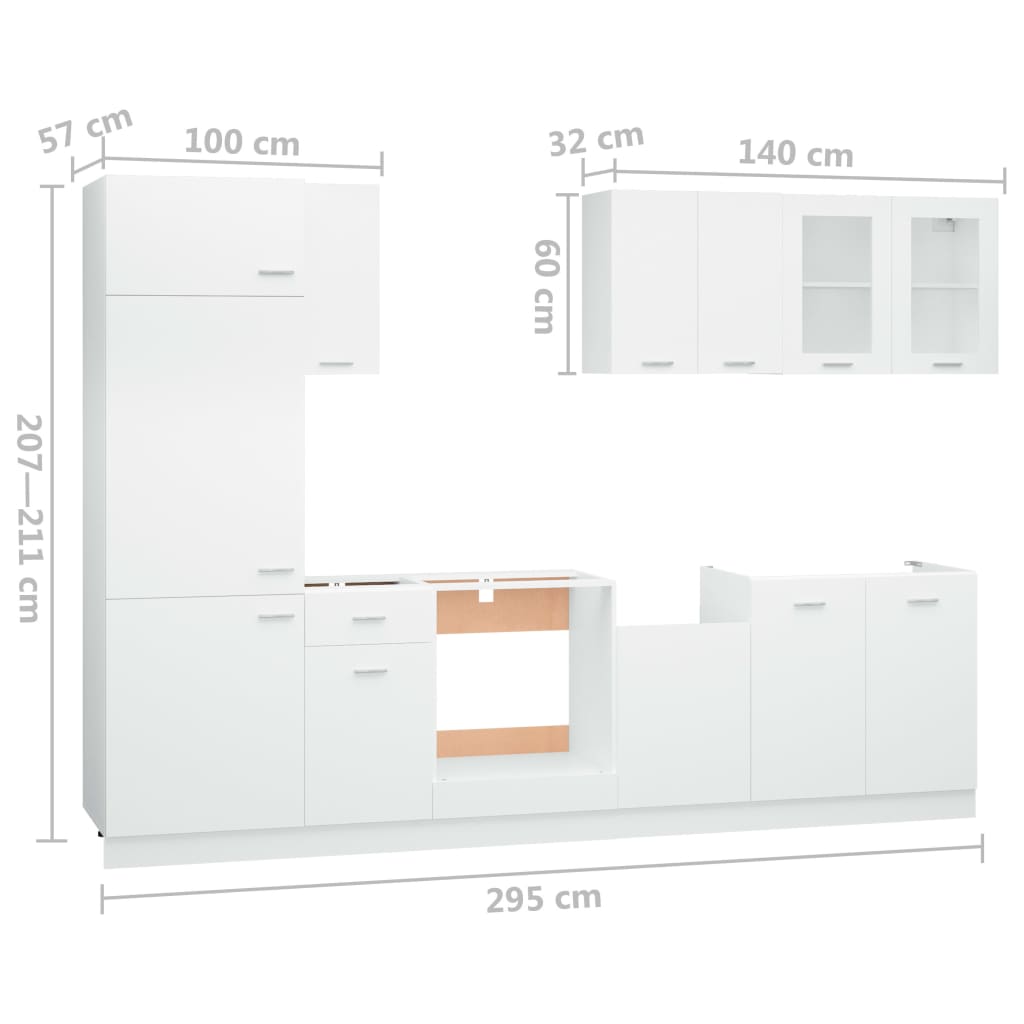 vidaXL Juego de muebles de cocina 7 piezas madera de ingeniería blanco