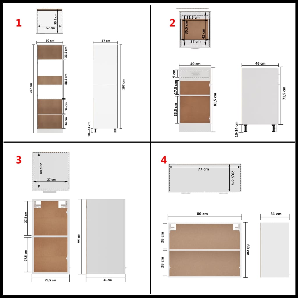 vidaXL Juego de muebles de cocina 7 piezas madera de ingeniería blanco