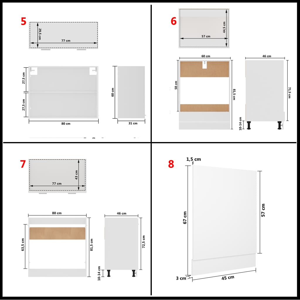 vidaXL Juego de muebles de cocina 7 piezas madera de ingeniería blanco