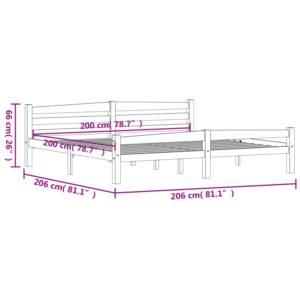 vidaXL Estructura de cama sin colchón madera maciza de pino 200x200 cm