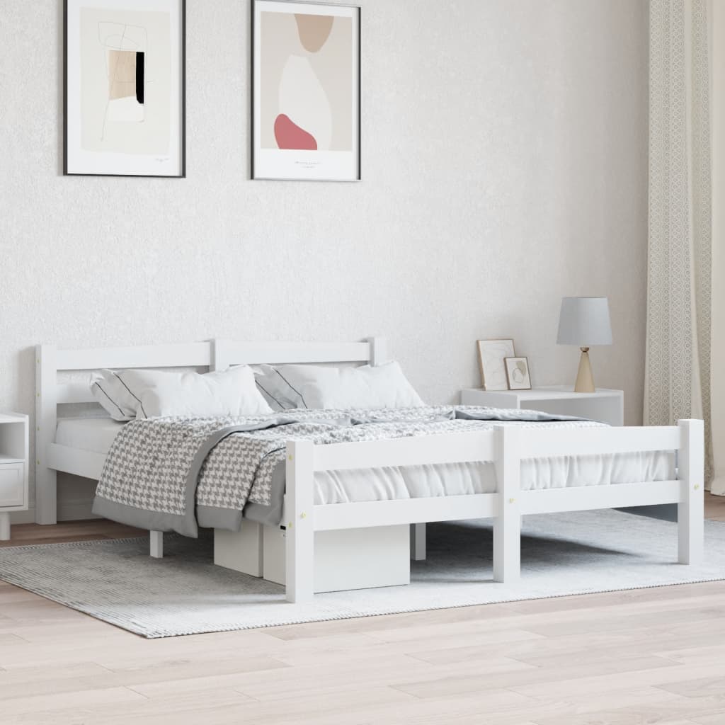 vidaXL Estructura de cama sin colchón madera de pino blanco 120x200 cm