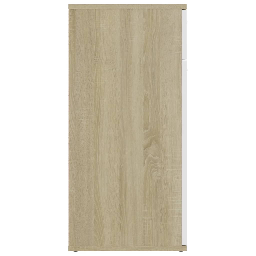 vidaXL Aparador madera contrachapada blanco y roble Sonoma 80x36x75 cm