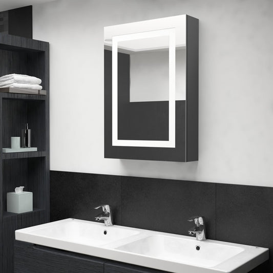 vidaXL Armario de baño con espejo y LED gris 50x13x70 cm