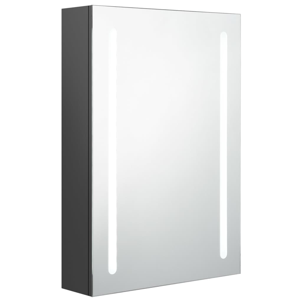 vidaXL Armario de baño con espejo y luz LED gris 50x13x70 cm