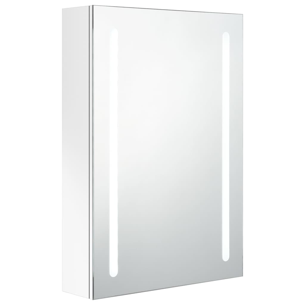 vidaXL Armario de baño con espejo LED blanco brillante 50x13x70 cm