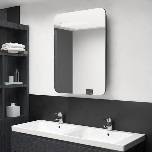 vidaXL Armario de baño con espejo LED gris brillante 60x11x80 cm