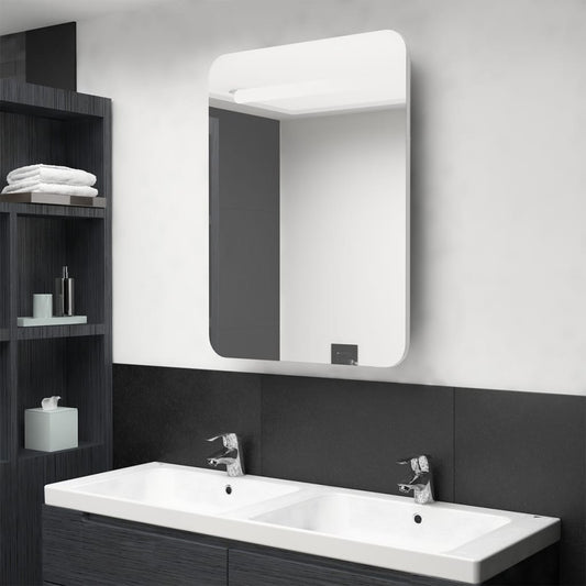 vidaXL Armario de baño con espejo LED blanco brillante 60x11x80 cm